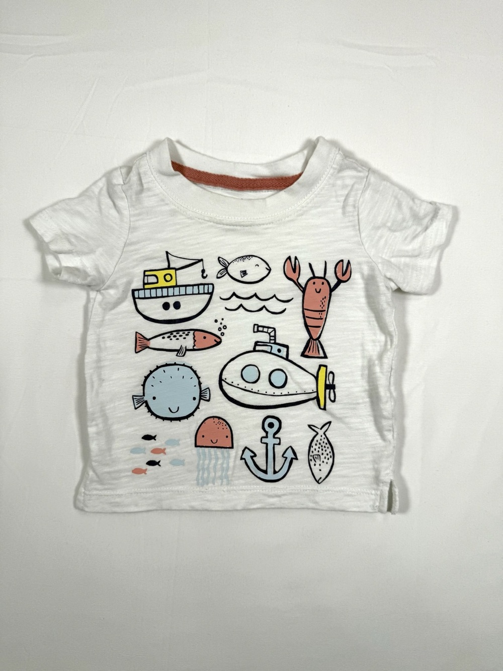 CARTERS Baby Boys White‎ Ocean Sea Life Graphic T-Shirt 100% Cotton Size 6 Month